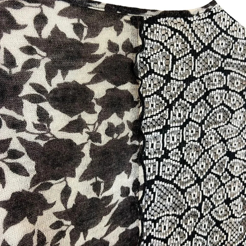 Ali Miles Textured Patchwork Blouse Medium Knit B… - image 6